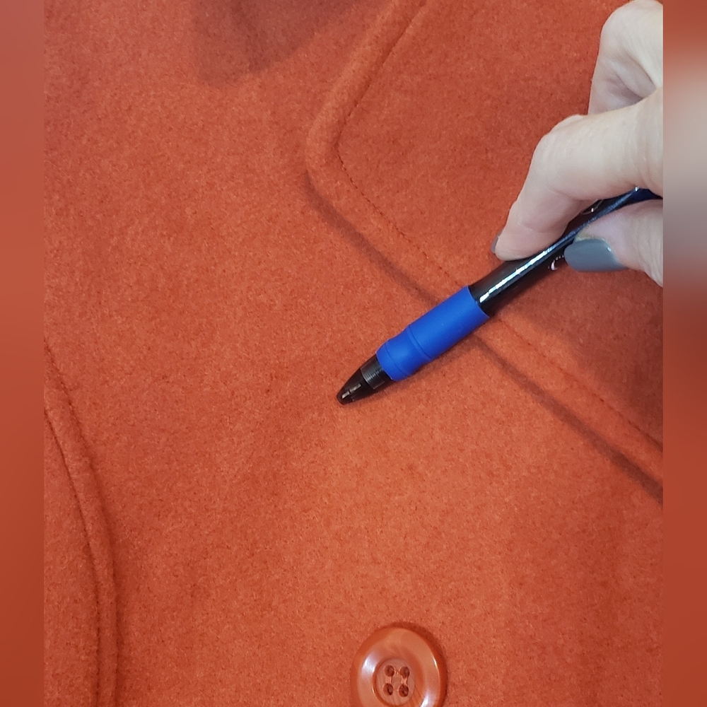 Chadwicks Wool Blend Pea Coat Double Breasted Size 10P Pockets Orange - Picture 13 of 16